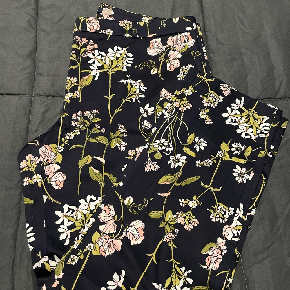 Tommy Hilfiger Floral Print Black Pants